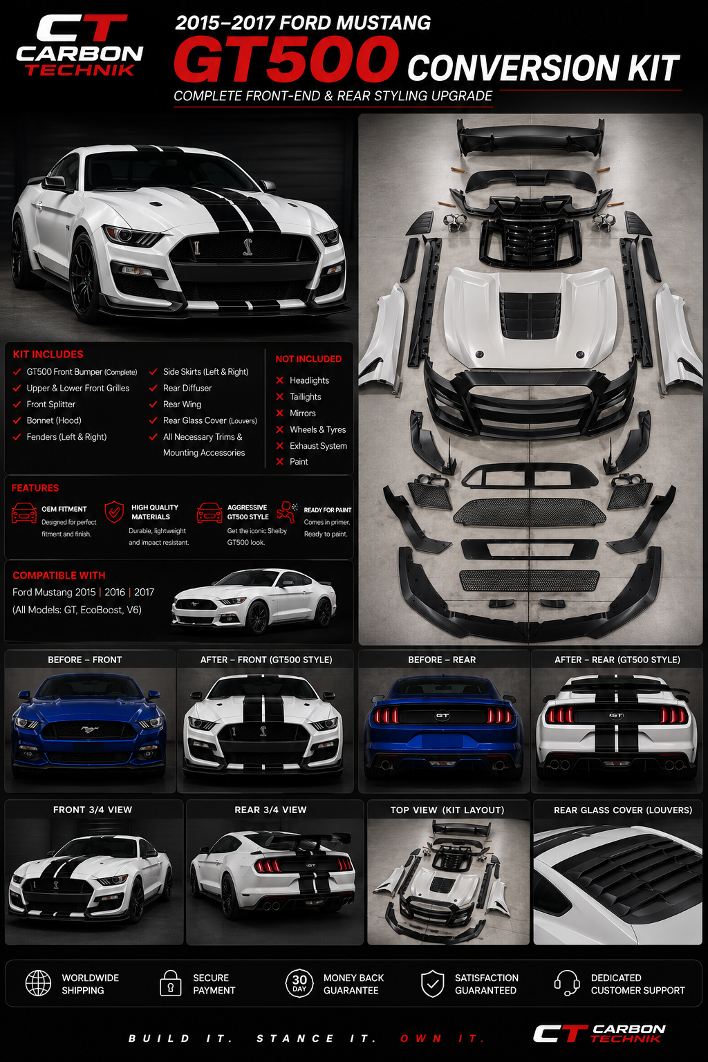 GT500 kit upgrade for Mustang GT 2015-2017