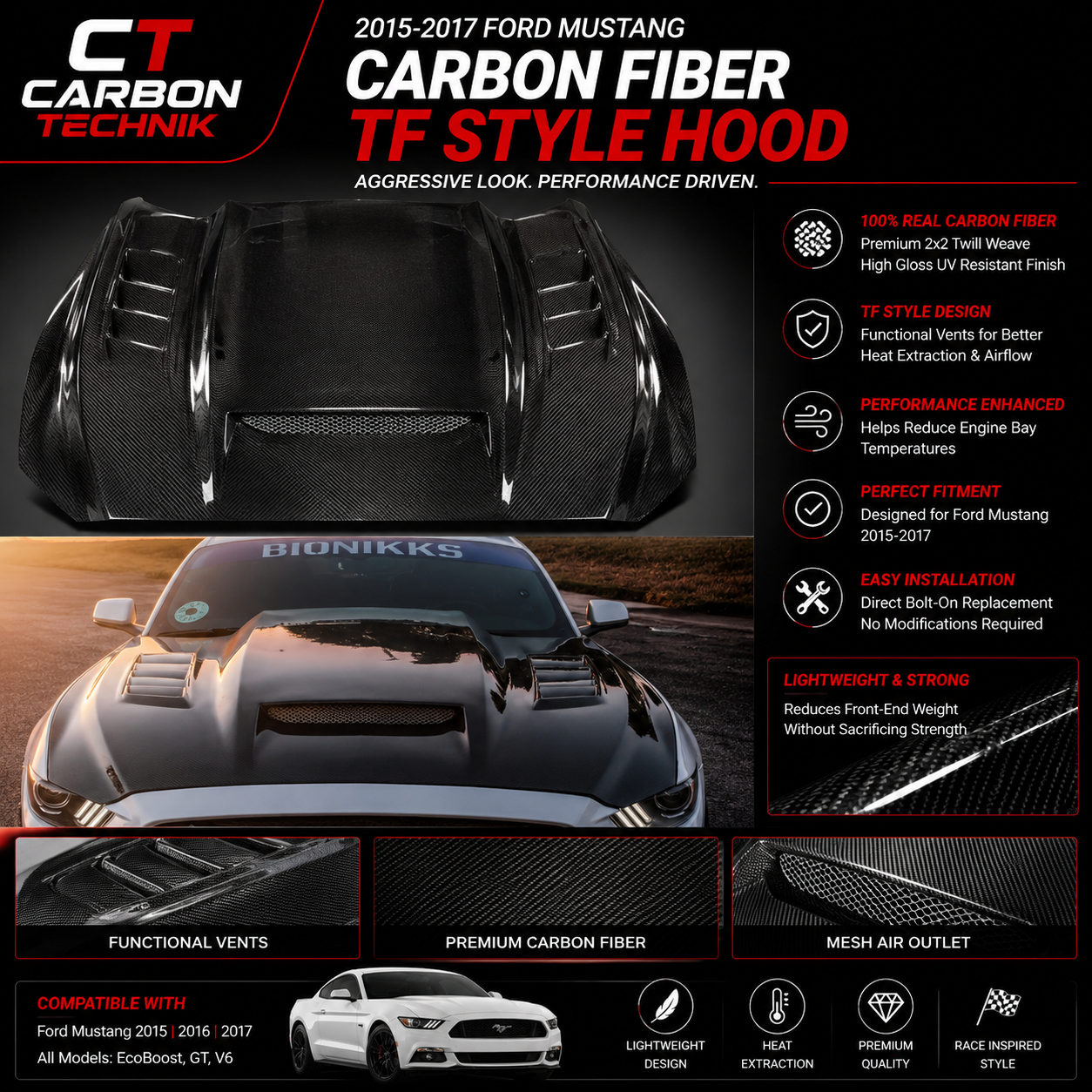 Ford Mustang Carbon Hood