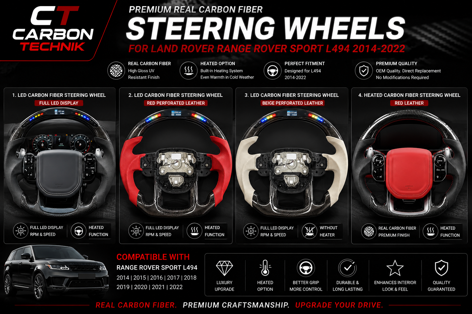 Land Rover Carbon Fiber Steering Wheels