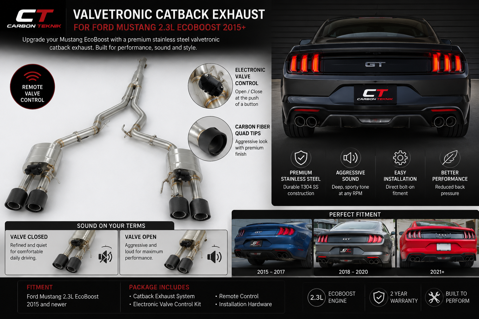 2015+ Ford Mustang 2.3L EcoBoost Valvetronic Cat-Back Exhaust System
