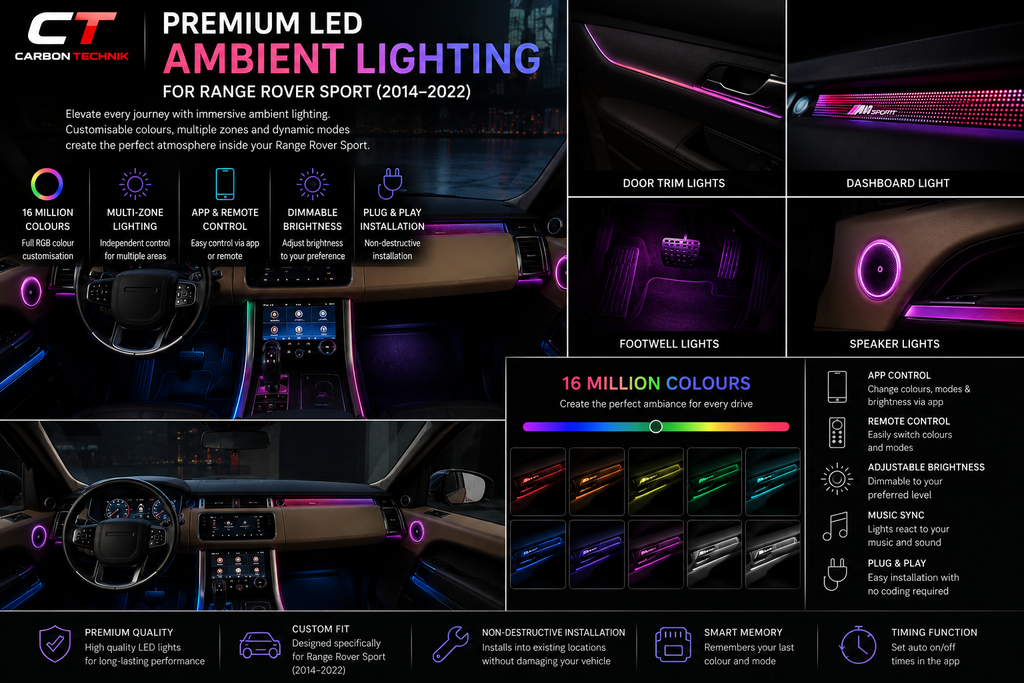 Premium RGB Ambient Lighting Kit

For Range Rover Sport (L494) | 2014–2022