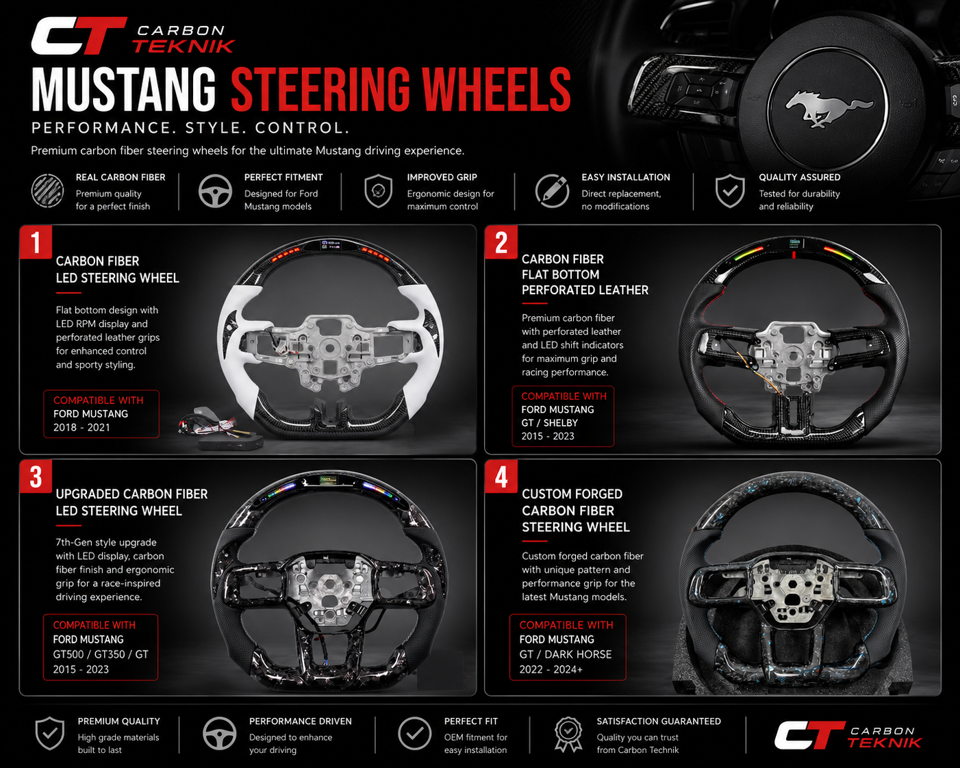 Carbon Technik Carbon Fiber Steering Wheel – Ford Mustang