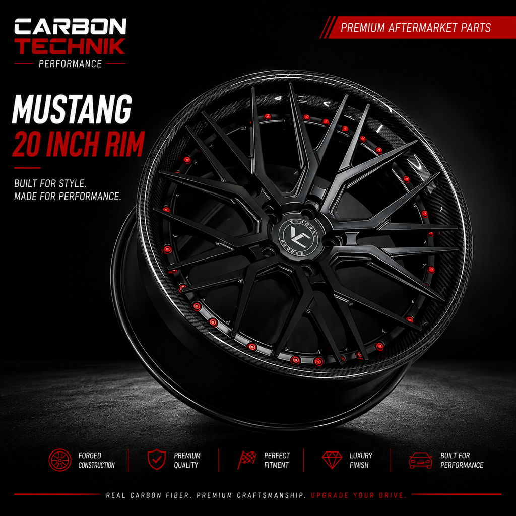 Mustang 20inch Wheel - Carbon Lip - 2 piece forged. 4 off.