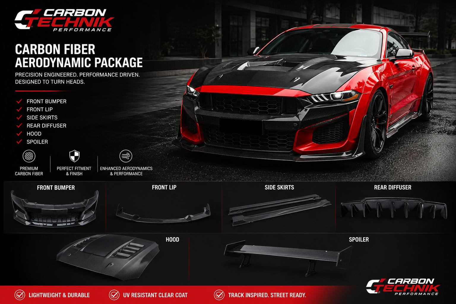 S650 Mustang Full Carbon Fiber Aerodynamic Body Kit (2024+)
