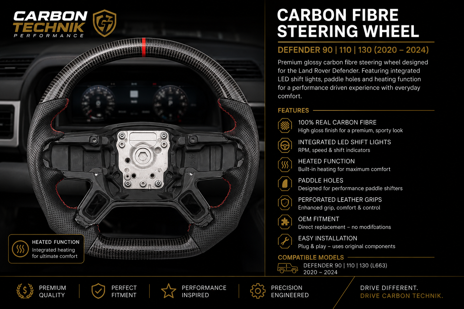 Defender Carbon Steering wheel W/O led