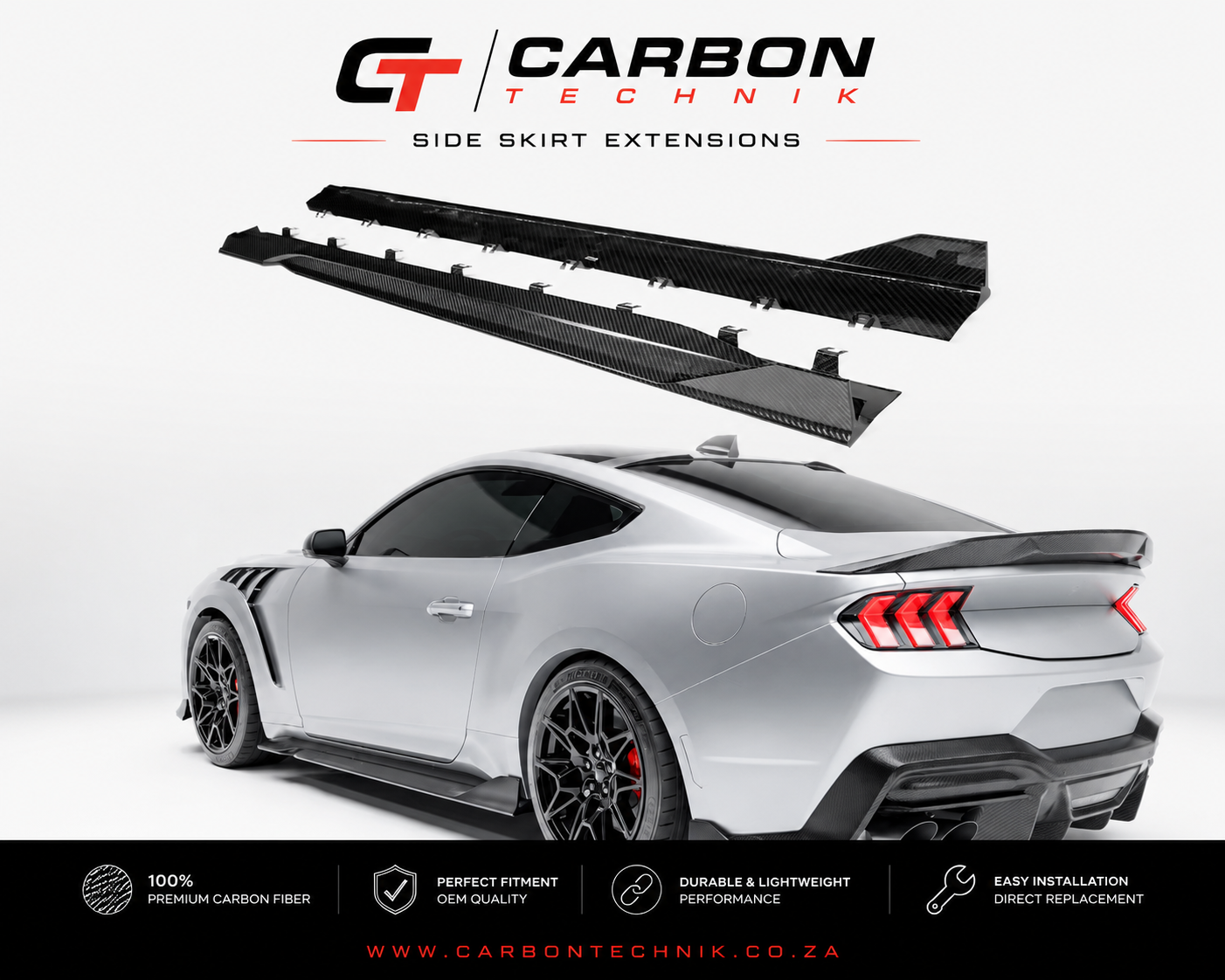 S650 Mustang Carbon Side Skirts